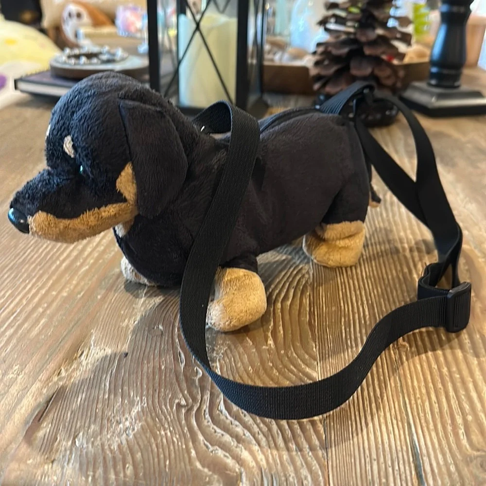 Whimsy purse Dachshund Stuffed Animal shoulder bag with zipper
